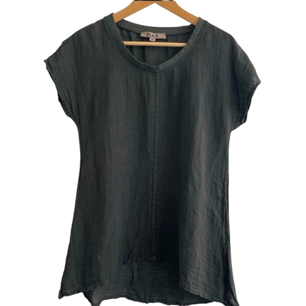 FLAX Linen Top Scandi Natural Neutral Lagenlook Minimal Gorpcore Size S